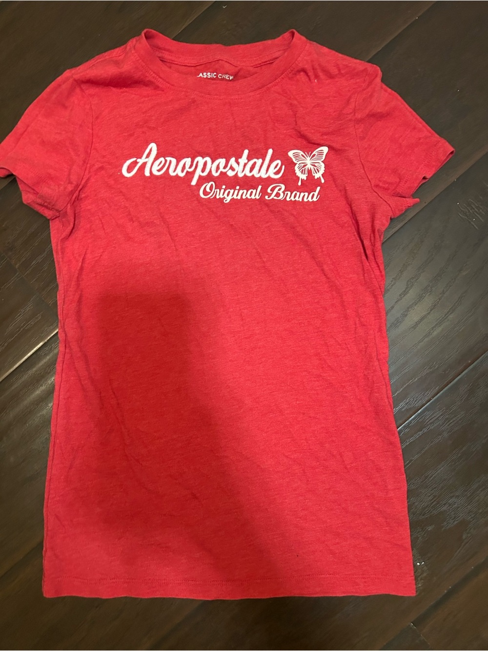 Aeropostale Red Short Sleeve Logo Tee with Butterfly